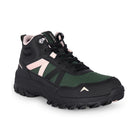 Green Adventra men's mid ankle hiking shoes with sturdy soles and breathable material, designed for outdoor adventures.