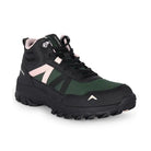 Green Adventra men's mid ankle hiking shoes with sturdy soles and breathable material, designed for outdoor adventures.
