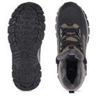 Adventra men's waterproof hiking mid-ankle shoes in green with rugged soles, designed for outdoor trekking and comfort.