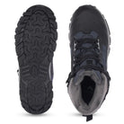 Adventra men's waterproof hiking mid-ankle shoes in black, featuring durable soles and supportive design for outdoor adventures.