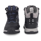Blue Adventra men's waterproof hiking mid-ankle shoes with warm lining and rugged soles, suitable for outdoor trekking.