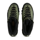 Adventra men's waterproof winter hiking mid-ankle shoes with green upper and rugged sole, designed for warmth and durability.