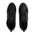 Adventra men's waterproof ankle trekking shoes in black with rugged sole and mid-high ankle support for outdoor hiking.