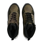 Adventra men's waterproof edge mid-high ankle trekking shoes in green, featuring sturdy soles and supportive design for outdoor hiking.