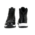 Black Adventra men's waterproof edge mid-high ankle trekking shoes, showing rugged sole and sturdy design for outdoor hiking.