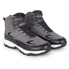 Adventra men's waterproof edge mid-high ankle trekking shoes in gray, featuring rugged design and durable outdoor footwear.