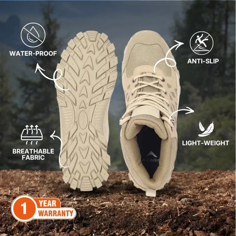 Adventra Men’s Waterproof Hiking Shoes High Ankle with Cushion Comfort - Shoes