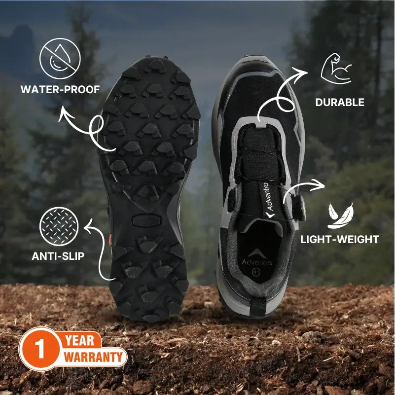 Adventra Men’s Waterproof Hiking Shoes Low Ankle with Ultra Grip - Shoes