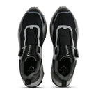 Black Adventra men's waterproof hiking shoes with low ankle design and ultra grip sole, ideal for outdoor trekking.