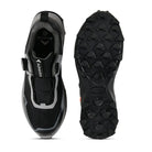 Adventra men's waterproof hiking shoes with low ankle design and ultra grip soles in black and gray, ideal for outdoor adventures.