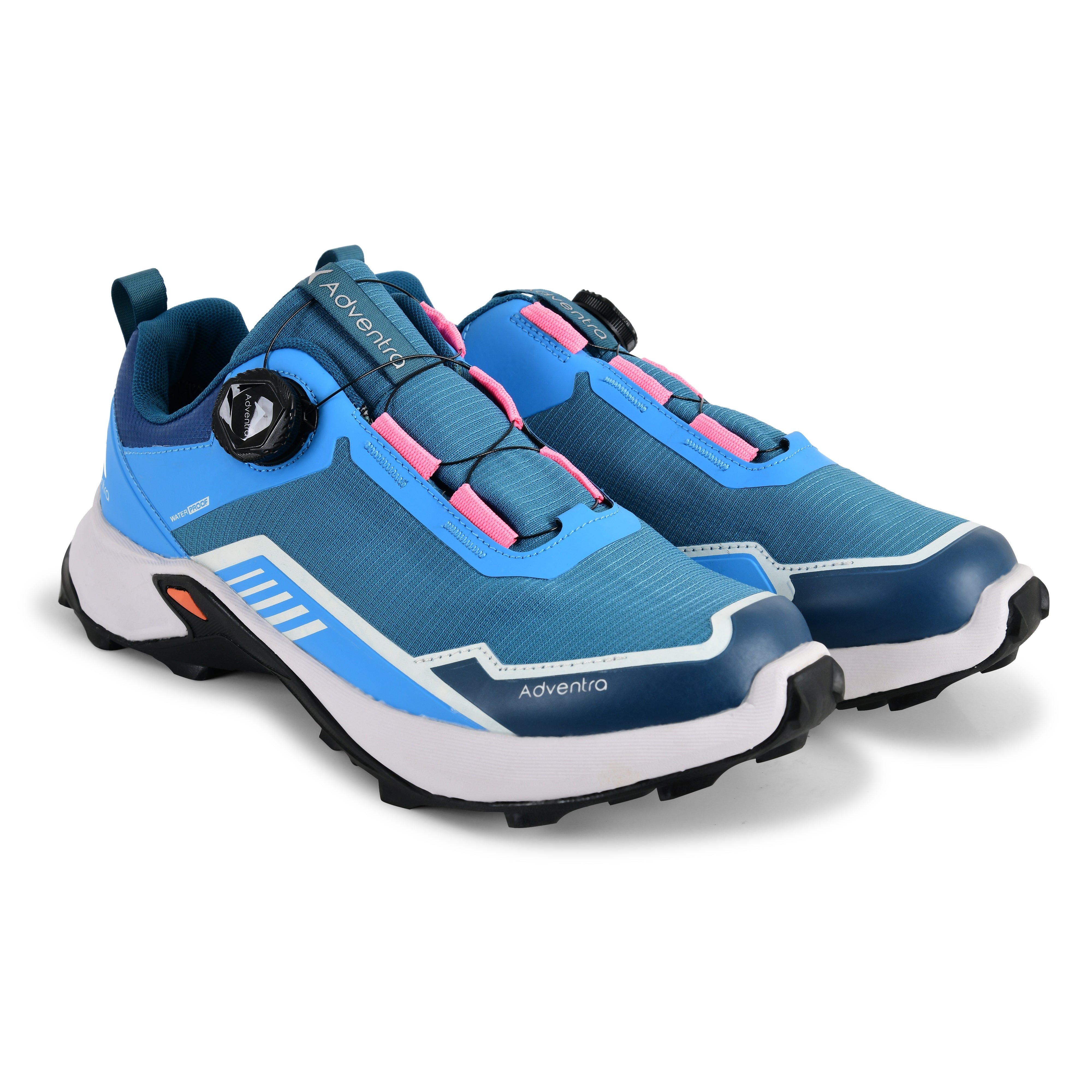 Adventra men's waterproof hiking shoes with low ankle design and ultra grip soles, ideal for outdoor trekking and rugged terrain.