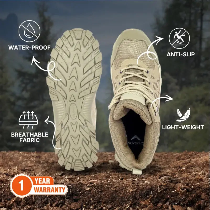 Adventra Men’s Waterproof Hiking Shoes Mid Ankle with Cushion Comfort - Shoes