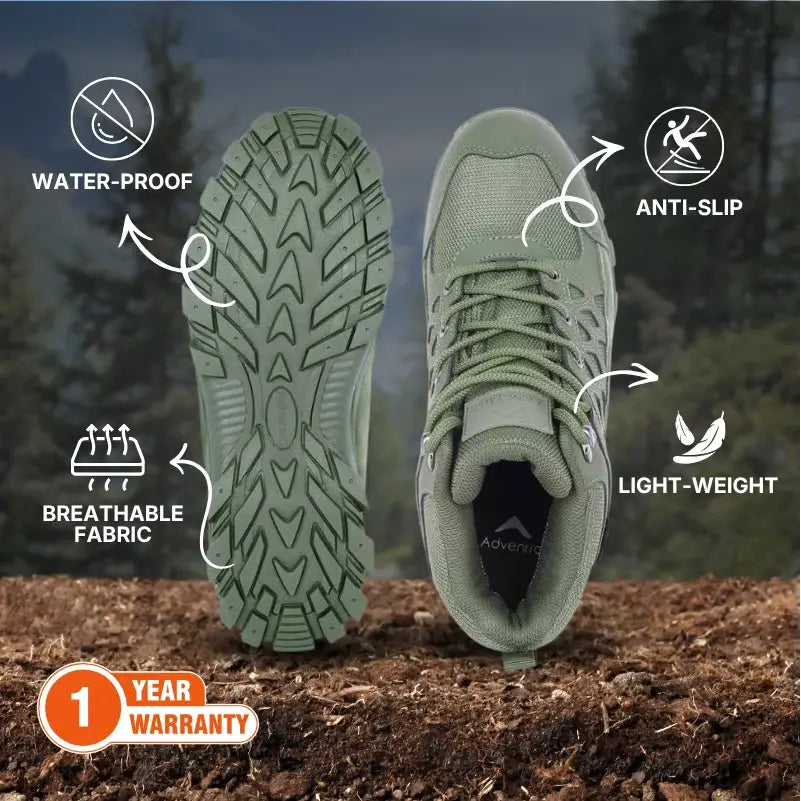 Adventra Men’s Waterproof Hiking Shoes Mid Ankle with Cushion Comfort - Shoes