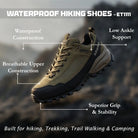 Adventra Men’s Waterproof Low Ankle Hiking Shoes| Anti-Skid Trekking & Outdoor Shoes - Shoes