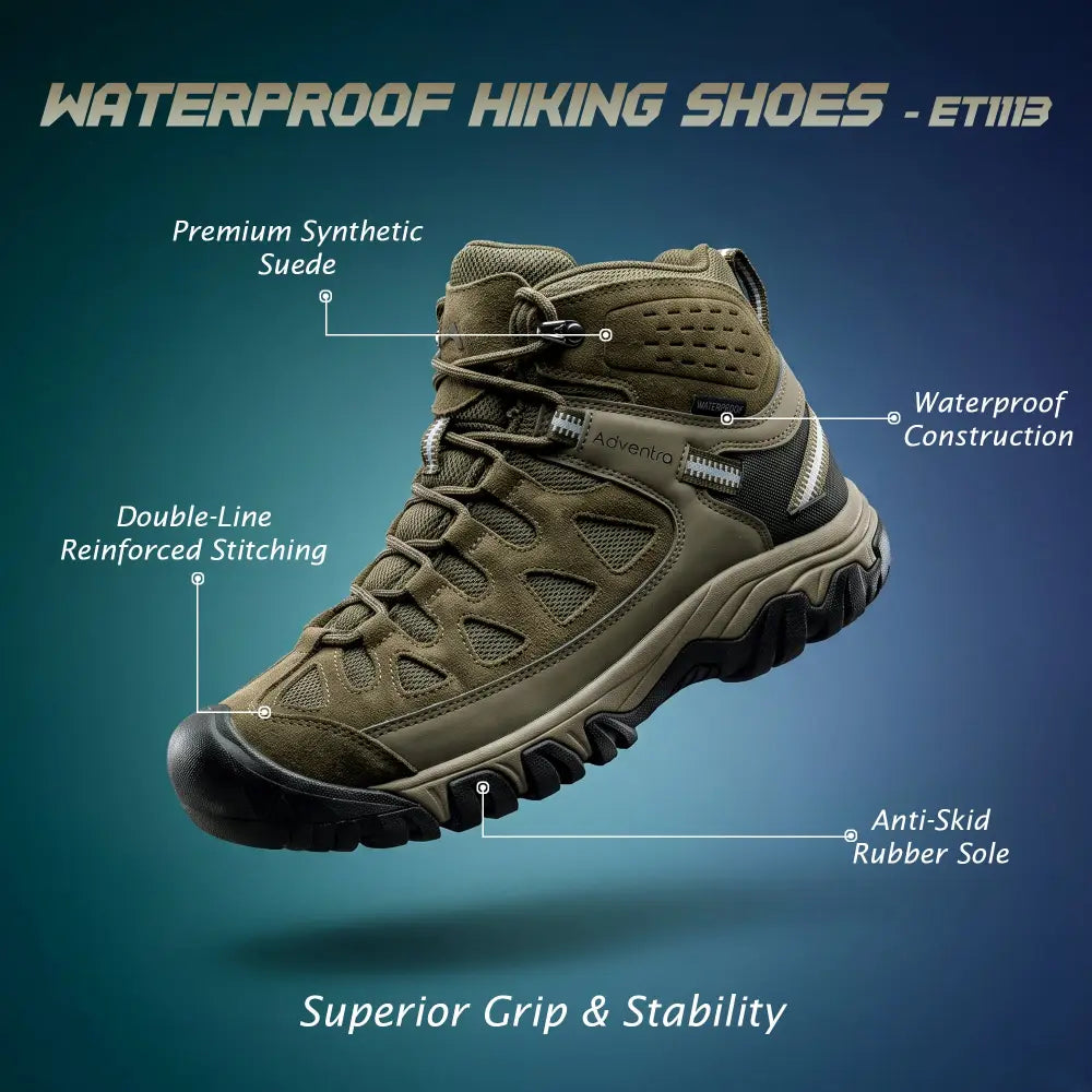 Adventra Men’s Waterproof Mid-Ankle Hiking Shoes - Shoes