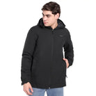 Black Adventra men's waterproof winter hiking jacket designed for cold weather, featuring a durable, insulated outdoor jacket for winter hikes.