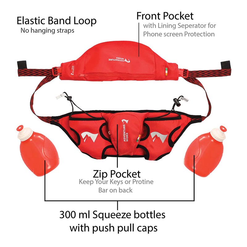 Adventure Worx Hydra Light Run Waist Pouch-Running Hydration Belt - Waist Packs