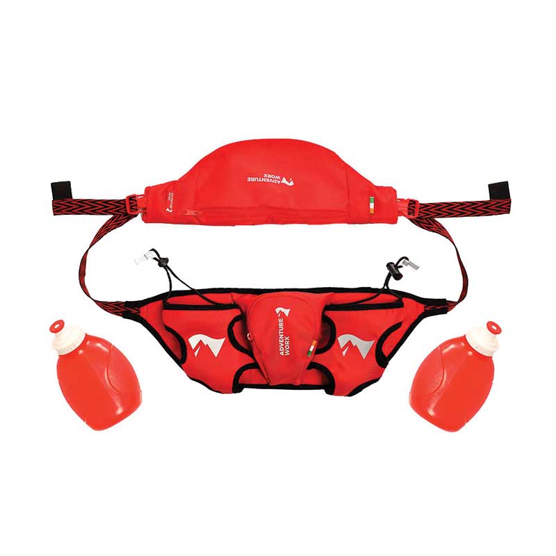 Adventure Worx Hydra Light Run Waist Pouch-Running Hydration Belt - Red - Waist Packs