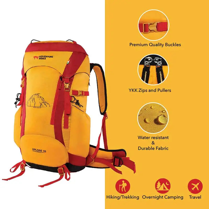 Adventure Worx Xplore 35 Litre Rucksack - Yellow / 35 Litres - Rucksacks and Backpacks