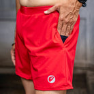 Apace men's 5-inch running shorts in black with side pockets, lightweight athletic shorts for men, front view.