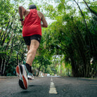 Apace men's 5-inch running shorts in charcoal color, lightweight athletic shorts with a comfortable fit and breathable fabric.