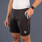 Apace men's multisport athleisure shorts in black with a relaxed fit, elastic waistband, and side pockets, ideal for active wear.