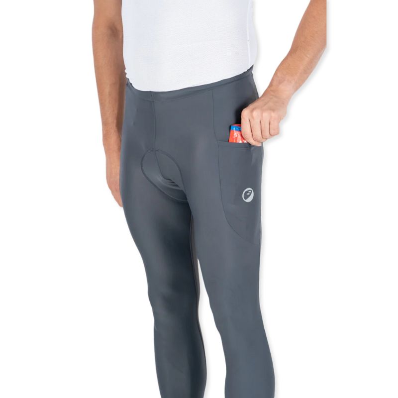 Apace Men's Blade Endurance cycling pants in slate gray, featuring cargo pockets and a snug fit for active cycling wear.
