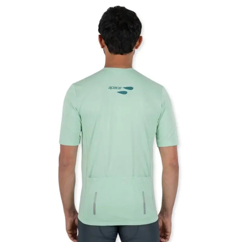 Apace Men's Cruise cycling T-shirt in mint green, with short sleeves and athletic fit, displayed on a mannequin.