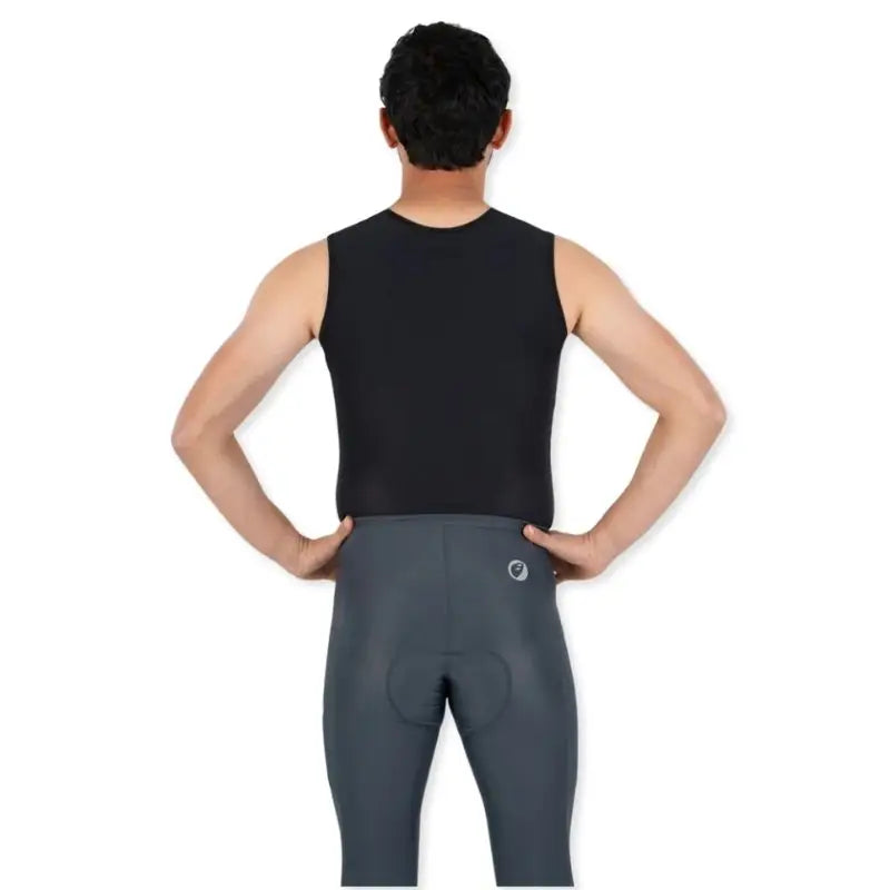 Apace men's cycling baselayer mesh cooling shirt in black, designed for moisture-wicking and breathability during rides.