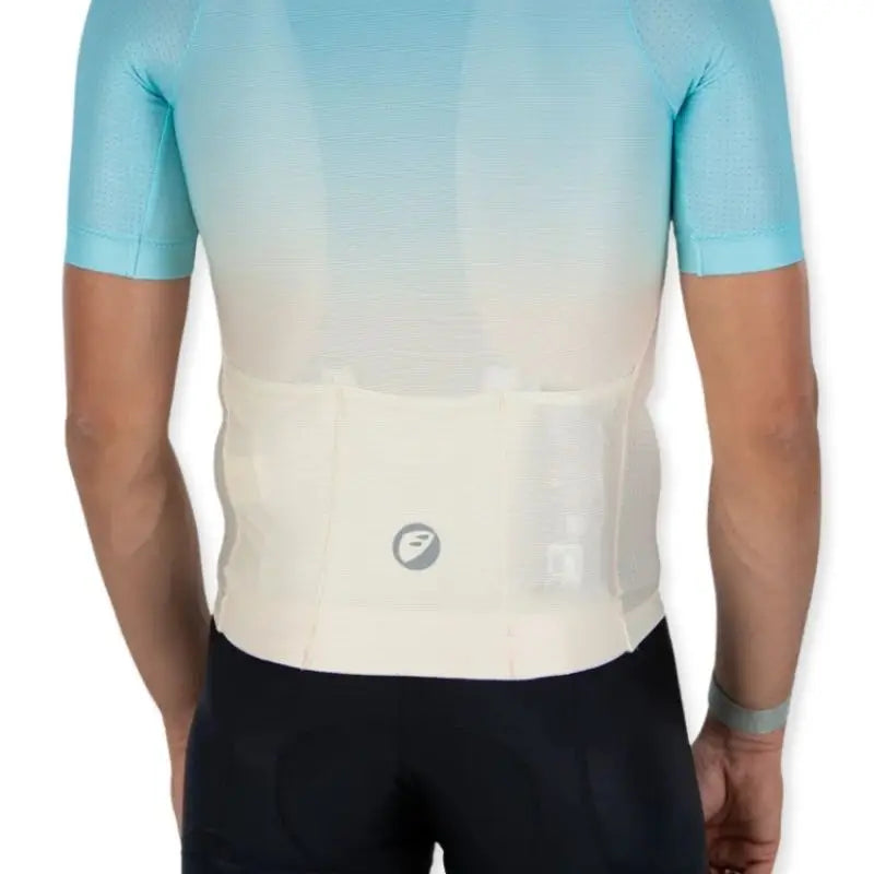 Apace Men's Elite Fit Cycling Jersey in steel gray with short sleeves, moisture-wicking fabric, and branding details.