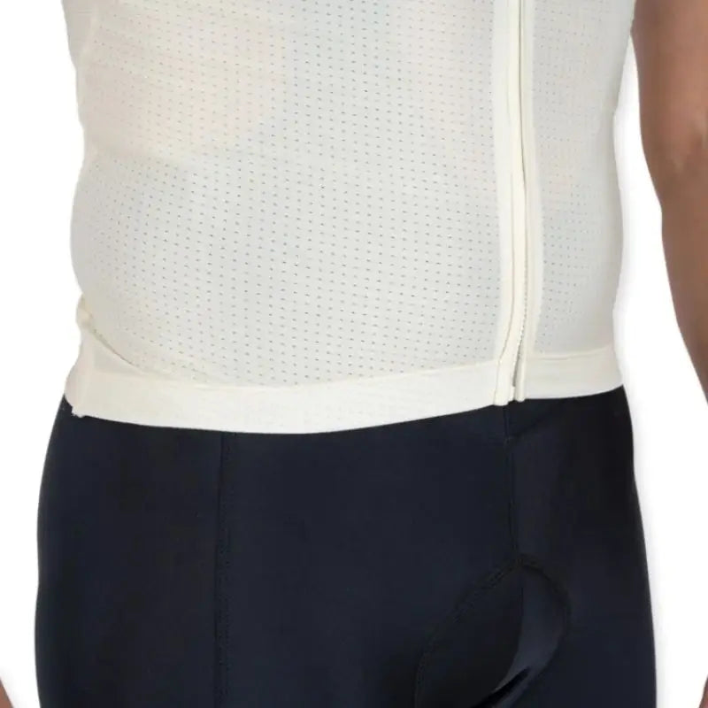 Apace Men's Elite Fit Cycling Jersey in black and gray, featuring breathable fabric and fitted design for performance riding.