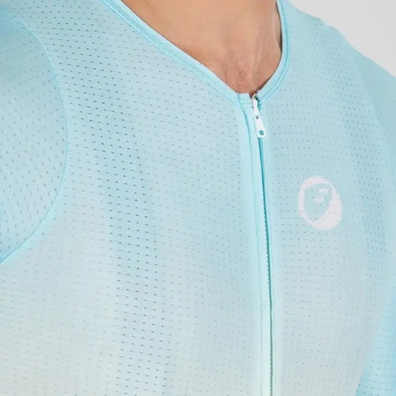 Apace Men's Elite Fit Cycling Jersey in navy with white accents, featured on a hanger showing the front design.