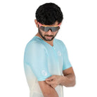 Apace Men's Elite Fit Cycling Jersey in gray, featuring a full front zipper and breathable fabric for comfortable riding.