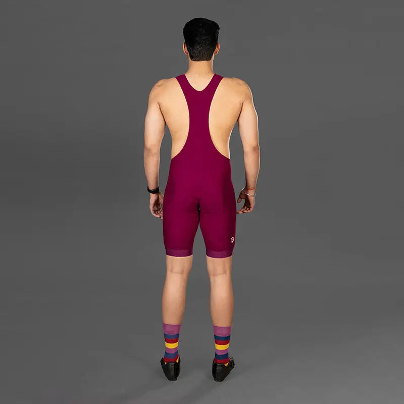 Apace Men's Special Edition Crimson Cycling Bib Shorts, race-inspired cycle shorts with a sleek crimson design and adjustable straps.