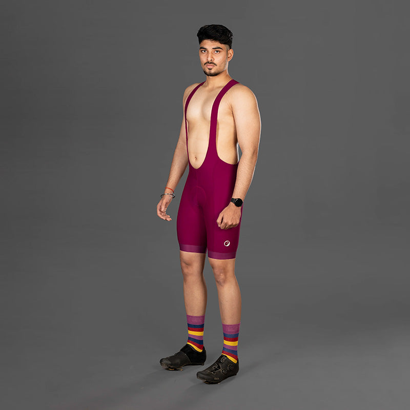 Apace men's special edition crimson racing bib shorts for cycling, featuring aerodynamic design and comfortable fit.