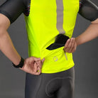 Apace men's neon sleeveless sports gilet shirt with a fitted design, shown in a front view with vibrant color details.