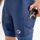 Apace men's triathlon cycle shorts in blue with black accents, designed for racing and performance during triathlon events.