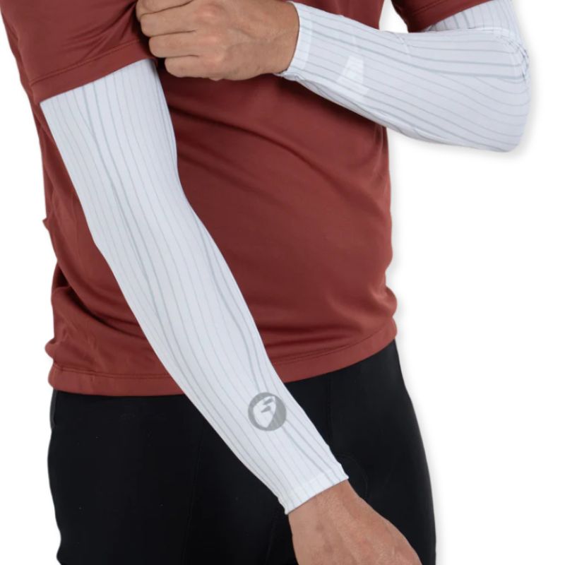 Apace unisex white arm sleeves shield with lightweight fabric, designed for sun protection and athletic wear.