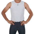 Apace women's cycling baselayer mesh cooling top in white, designed for breathability and moisture-wicking during rides.
