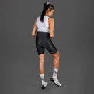 Apace Women's cycling gel padded shorts in black with breathable fabric and padded chamois for comfort during rides.