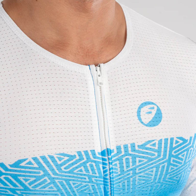 White Apace women's cycling race fit jersey with short sleeves and breathable fabric, designed for performance and comfort.
