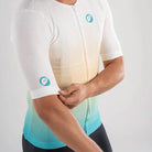 Apace Women's Cycling Race Fit Jersey in navy, shown on a mannequin with front zipper and breathable fabric details.