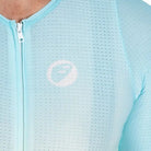 Apace Women's Elite Fit Cycling Jersey in light mint with short sleeves and front zipper, designed for active cycling wear.