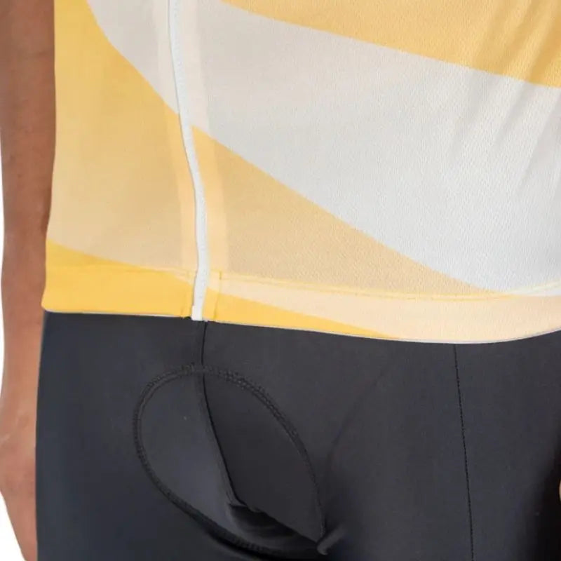 Apace women's relaxed fit cycling jersey in yellow with short sleeves and breathable fabric, designed for comfortable riding.