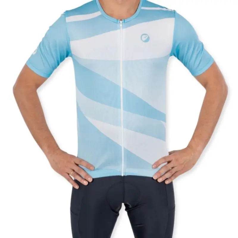Apace Women's Relax Fit Cycling Jersey in blue, with short sleeves and a comfortable fit, designed for women cyclists.