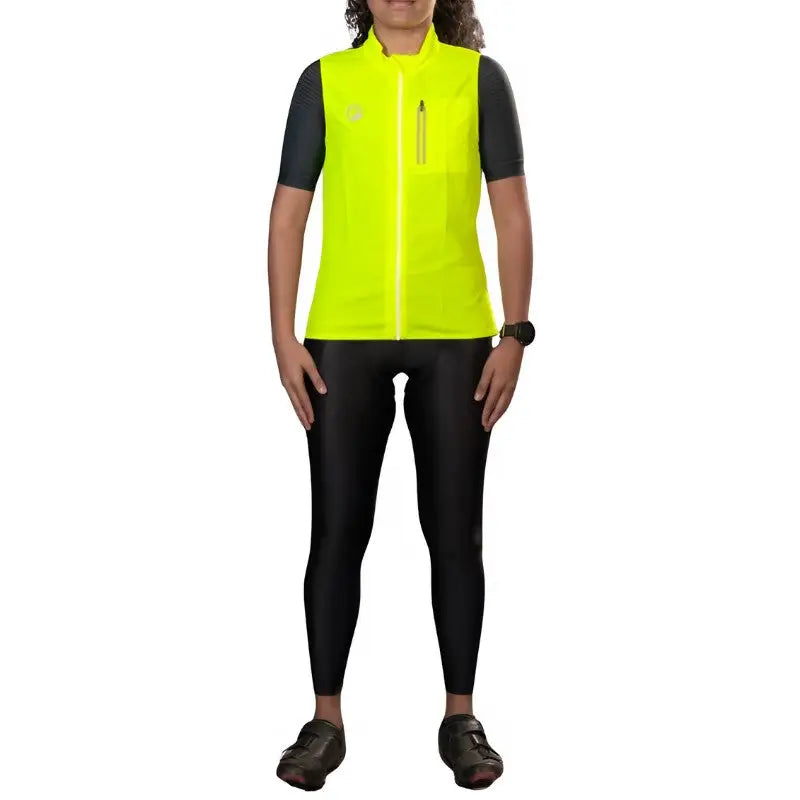 Apace women's sports sleeveless gilet vest jacket in neon color, designed for active wear with a lightweight, sleeveless fit.