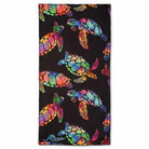 Black Azen unisex microfiber beach towel spread out, showing its lightweight and quick-drying fabric for versatile use.