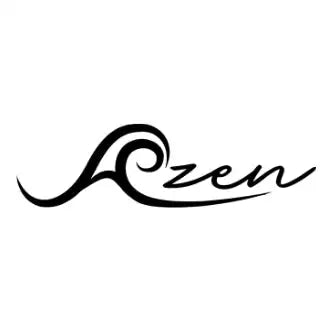 Black cursive ’azen’ logo.