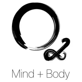 Black ink brushstroke logo with ’mind + body’ text beneath.