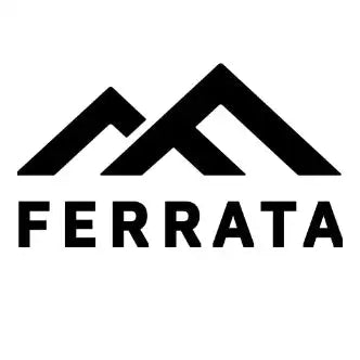 Black mountain logo with the word ’ferrata’ in bold, uppercase letters beneath it.